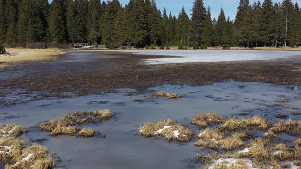 Elevated view of the black lake in the municipality of Zabljak Montenegro Europe