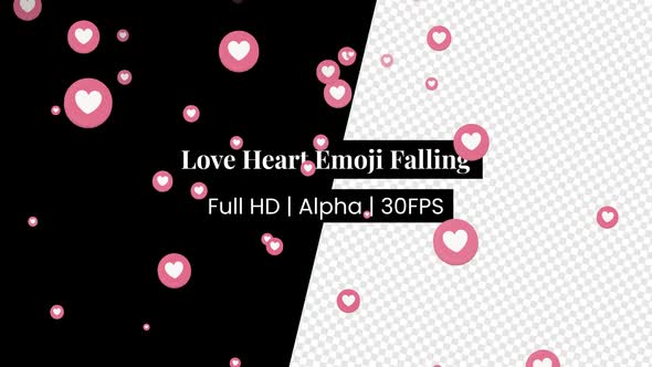 Love Heart Shape Emoji Falling with Alpha