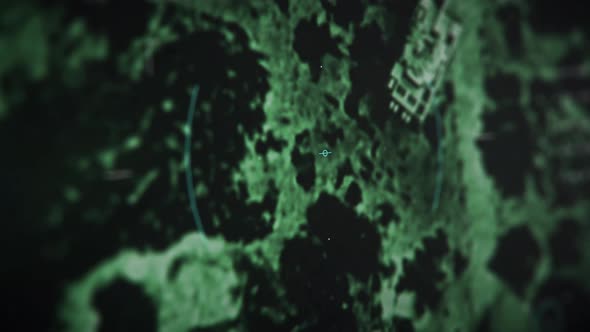 An Army helicopter is attacking the rival tank using the night vision system alt