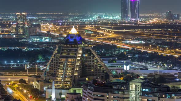 The Rhythm of the Night City of Dubai Aerial Timelapse