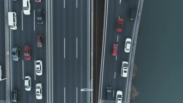 Aerial Top View of Highway Interchange