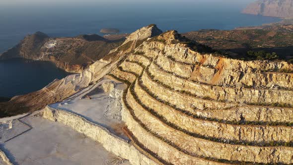 Aerial View of a Gypsum Quarry Mine on the Coast of Crete, Greece