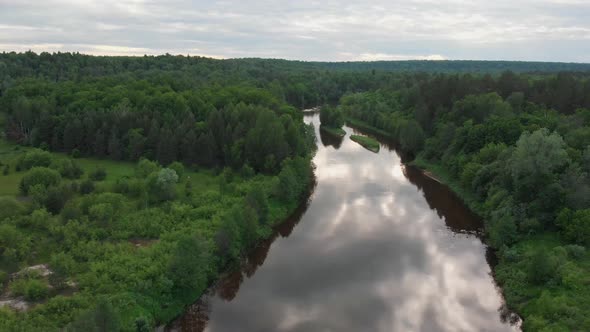 Nature Landscape - River Divides the Forest Into Two Halves