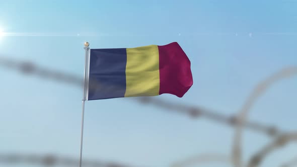 Chad  Flag Behind Border