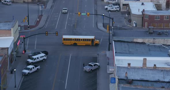 Historic Small Town USA with School Bus