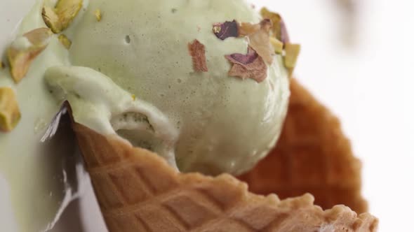 Vertical video: Chocolate ice cream in a glass