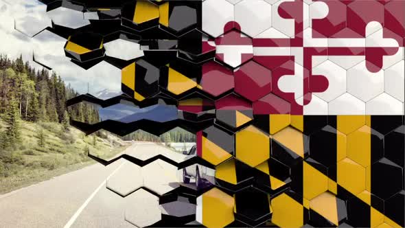 Maryland Flag Hexagon Transition - 4K Resolution alt