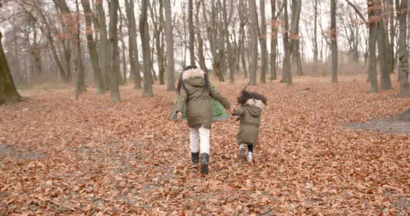 Black Kids Goin Camping in the Autumn Forest