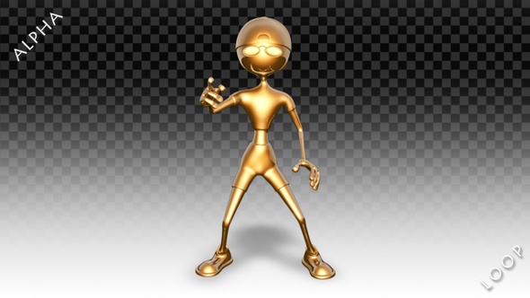 3D Gold Man - Cartoon Pop Dance