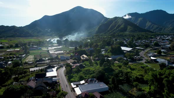 Aerial view of some agricultural fields in Sembalun.