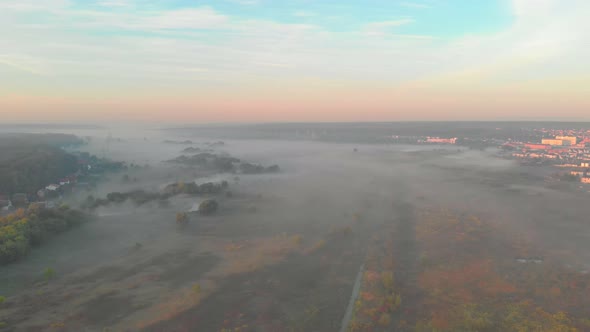 Suburb Fog Aerial