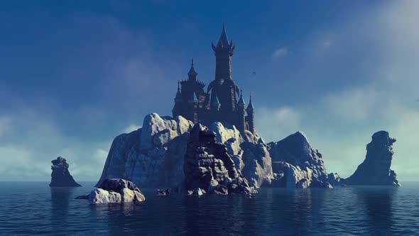 Castle On A Rock In The Sea