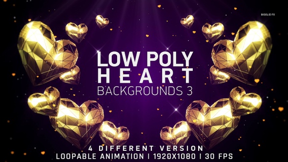 Low Poly Heart Backgrounds 3