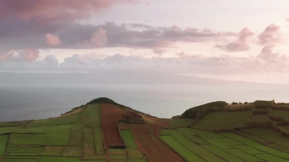 Aerial View of the Sharp Coastline of the Island