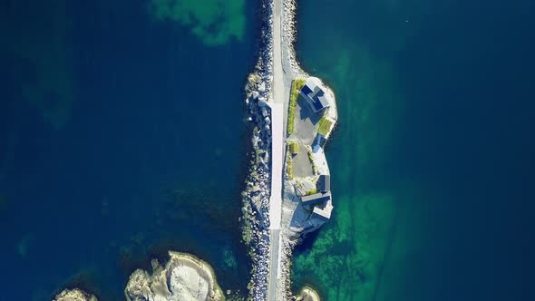 Lofoten Islands and Beach Aerial View in Norway