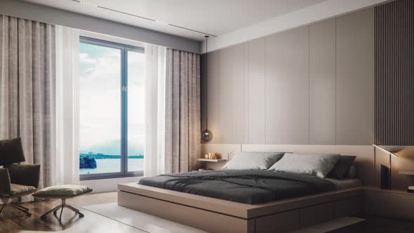 Modern Luxurious Beige Bedroom Interior