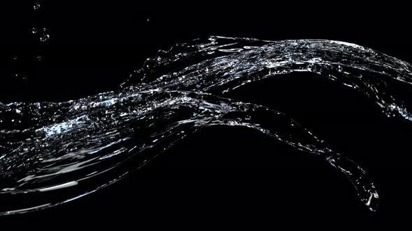 Super Slow Motion Shot of Water Splash Isolated on Black Background at 1000Fps