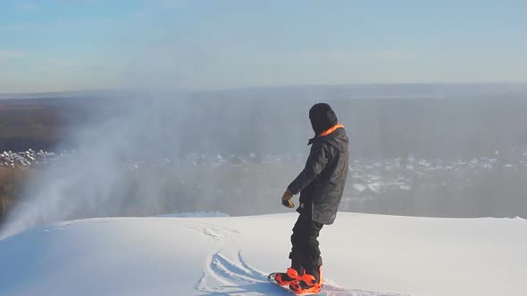 Alpine Snowboarded Executes a Dangerous Descend