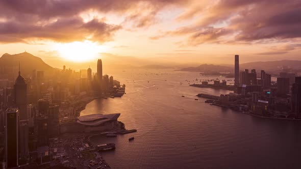 Hyperlapse in Hong Kong city evening by DJI drones Mavic3