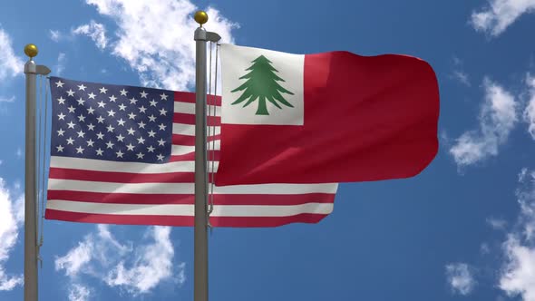 Usa Flag Vs New England Flag  On Flagpole