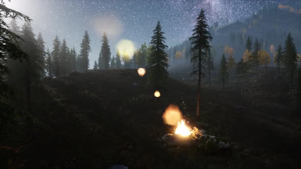 Campfire at Mountain