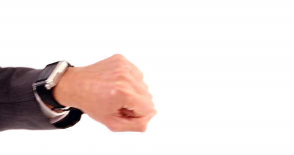 Businessman hand showing smartwatch