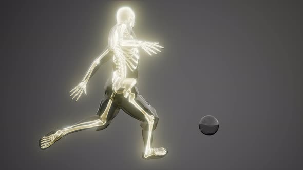 Soccer Player with Visible Bones Medical Scan alt