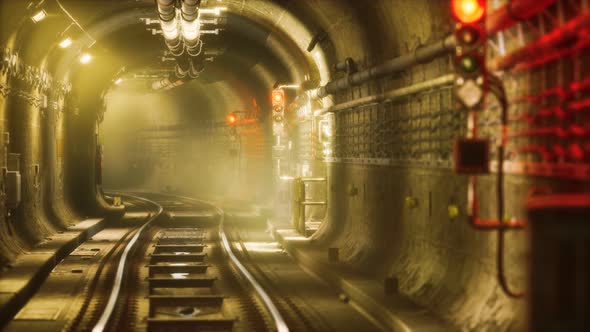 Dark Old Abandoned Metro Subway Tunnel