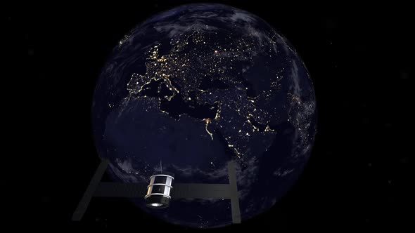 Satellite Flies Towards Earth