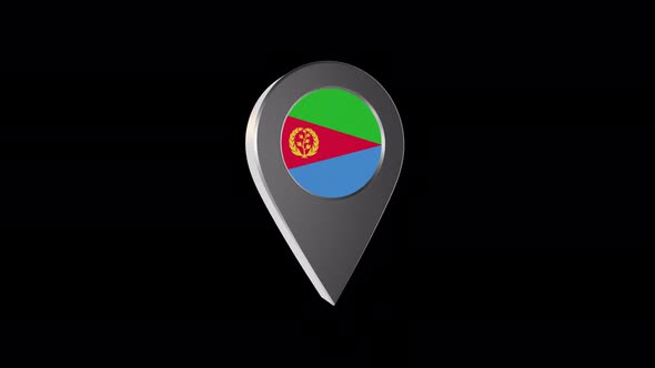 3d Animation Map Navigation Pointer With Eritrea Flag With Alpha Channel  - 4K