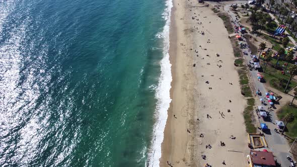 turquoise sea water of the Vina Del Mar in Las Salinas beach