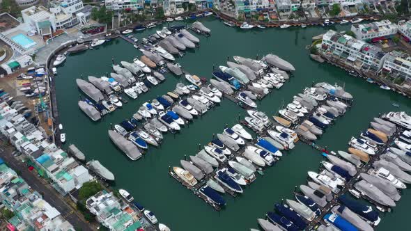 Top view of yacht club 