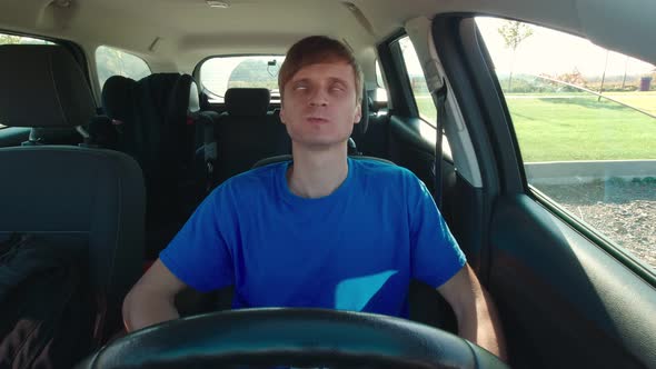 Woman Eating Fast Food In The Car