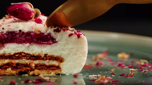 Mousse Pink Cake Creamy Dessert Closeup