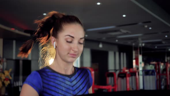 woman enjoy running on a treadmill