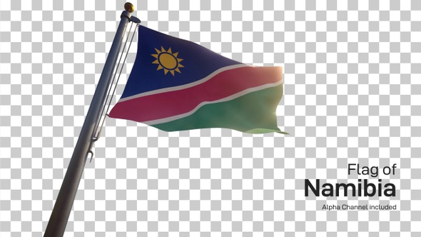 Namibia Flag on a Flagpole with Alpha-Channel