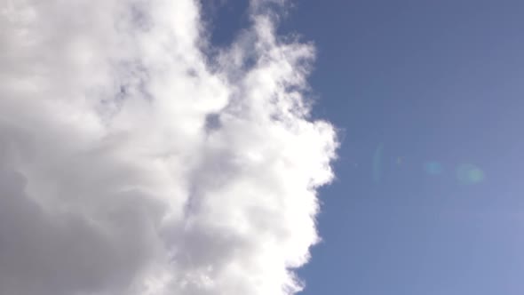 Huge White Clouds On A Beautiful Blue Sky, Crane Shot