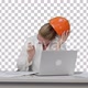 Tired young woman in safety helmet yawning, Alpha Channel - VideoHive Item for Sale