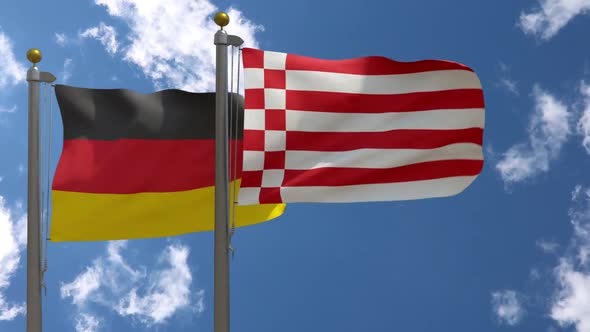 Germany Flag Vs Bremen Flag on Flagpole