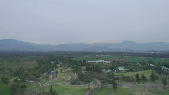 Pull-front above rinnung track in middle of natural area in Mexico City