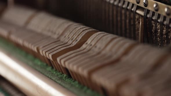 Hammer and String Inside Vintage Piano