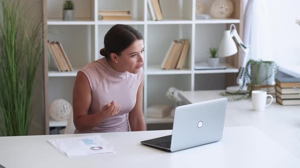 Furious Boss Outraged Woman Online Conference