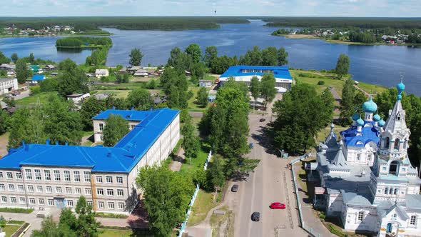 Russian Village From a Height in Flight