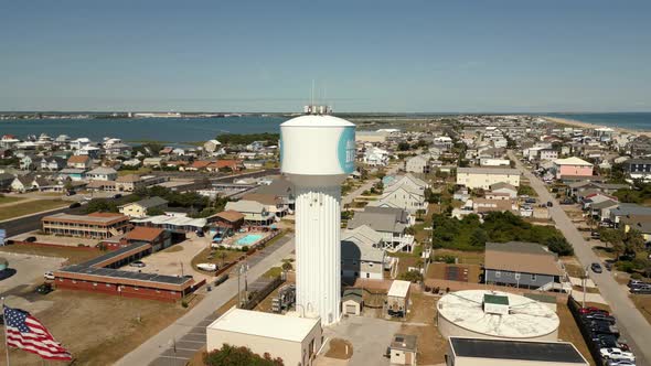 Aerial Orbit Atlantic Beach Water Tower North Carolina Usa