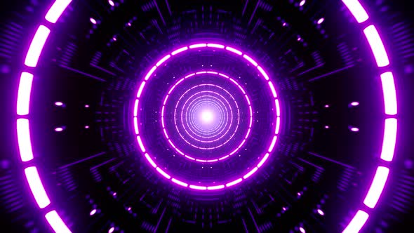 Flickering Dashed Circle Light in the Purple Art Tunnel