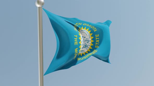 South Dakota flag on flagpole.