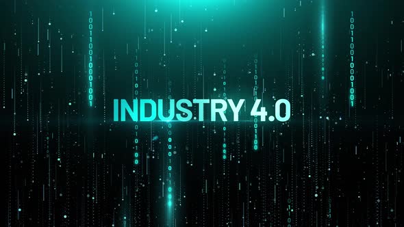 Industry 4.0 Digital Tecnology Animation Matrix Binary Data