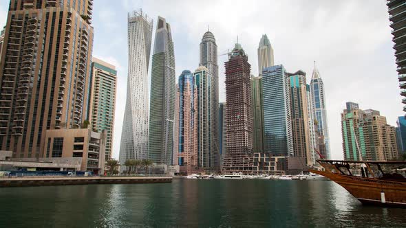 Dubai Marina Skyscrapers Day Timelapse