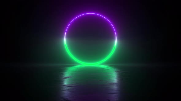 Circle green purple neon light