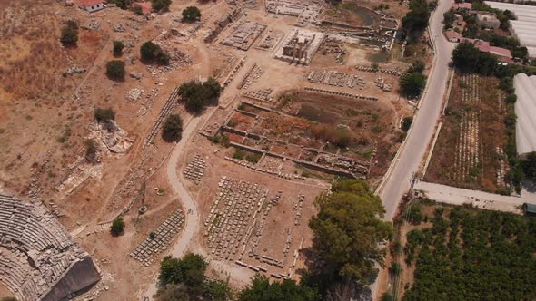the Ancient City of Letoon with an Amphitheater and a Ruined Temple of the Goddess Leto Turkey